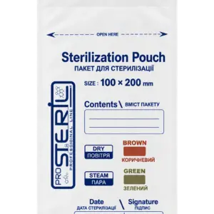 Sterilization pouch DRY/STEAM ProSteril white 100 pcs - 100×200 mm