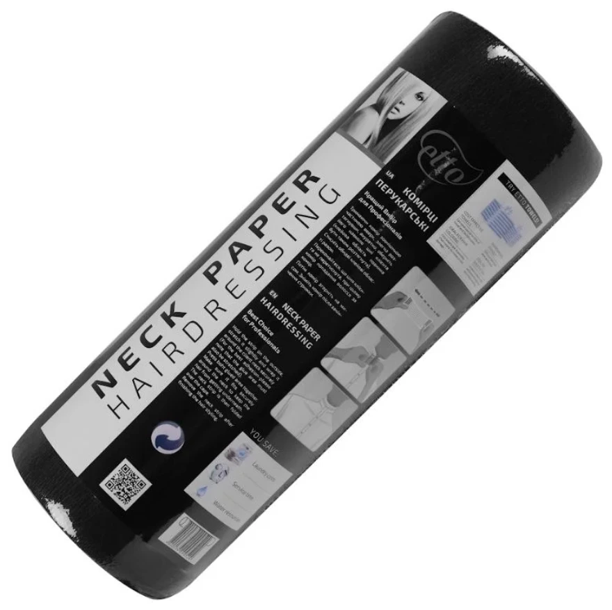 Disposable neck strips Etto, paper, black, plastic core (5 rolls of 100 pcs per pack)